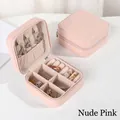Portable nude pink velvet jewelry box for rings and necklaces with zipper closure - Pink Zipper Jewelry Box
