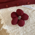 Floral scrunchie in wine red fabric with a minimalist Korean aesthetic for women - Wine Red Solid