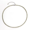 Silver stainless steel tennis necklace featuring light yellow-green zircon crystals - Platinum Plated Olive Green Zirconia