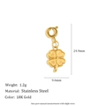 18K gold plated stainless steel four-leaf clover charm pendant for jewelry making - Four-Leaf Clover Pendant - Gold