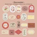 Vintage writing paper stickers set with butterfly and floral designs in warm tones, 40 pieces - Writable Paper / 40 Pcs / Encounter