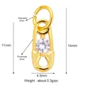 Sicherheitsnadel-Anhänger goldfarben mit Zirkonia-Stein und rundem Verschluss - L75 Sicherheitsnadel / Gold