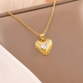Elegante 18k vergoldete Edelstahl Herz-Halskette mit funkelndem Zirkonia Anhänger - Gold
