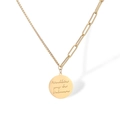 Double-layer gold stainless steel necklace featuring paperclip chain and LOVE pendant - Layered Double Square LOVE Pendant / Gold