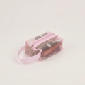 Beauty case in rete rosa con cerniera e maniglia per organizzazione e viaggio portatile - Piccolo / Rosa