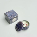 Soy wax scented candle in blue paisley tin box with dried flower petals on top - Extra Small Bubble Wrap 5.5 X 3.6 Cm. / Warm Fireplace