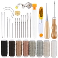 Complete heavy-duty leather sewing kit with wax thread, needles, thimble and scissors - Sewing Kit 2