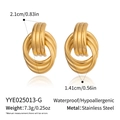 Detailed technical view of gold stainless steel knot earrings with size and weight specs - Gold Style (YYE025013-G)