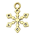 Golden snowflake charm pendant in antique finish for DIY jewelry and necklaces - 1pc Gold Snowflake 14x19mm