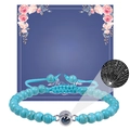 Bracelet tressé en turquoise avec pierre de projection I Love You et carte cadeau bleue - À ma magnifique épouse / Turquoise (Perle Ronde)