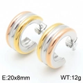 French style C-shaped tricolor hoop earrings in gold, silver, and rose gold finish - Style B Three-Tone / Gold & Silver & Rose Gold