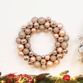 Rose gold Christmas ornament wreath with matte, glossy, and glitter baubles on white background - 35CM Christmas Ball Wreath - Champagne Gold