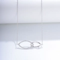Elegant sterling silver necklace with interlocking double rhombus pendants and zircon inlays - Silver