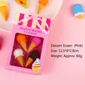 Set di gomme da cancellare a forma di gelato in confezione regalo rosa con fiocco - Set di 4 / Gelato Rosa