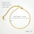 Detalle de la tobillera de acero inoxidable 3:1 NK chapada en oro de 18K con mosquetón - Estilo Extendido (ZYG1006) / Dorado