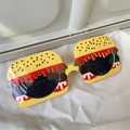 Funny hamburger shaped party sunglasses with yellow frames and dark round lenses - Hamburger Shaped Style