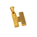 Titanium steel gold-plated letter H necklace pendant with unique bark texture finish - H-Single Pendant