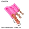Rosa Silikonform für 3D-Baumrindenstruktur mit Ast-Beispielen aus Harz und Fondant - Nummer 2 / Rosa