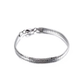 Bracciale piatto in acciaio inossidabile argento testurizzato con chiusura a moschettone - Stile B Bracciale (KB129482-Z)