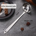 Stainless steel long handle slotted spoon, 33cm length with 8.3cm strainer head - 8cm Hot Pot Skimmer