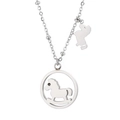 Silver stainless steel horse pendant necklace with bead chain and rocking horse charm - Silver Rocking Horse Style (KN196874-K)