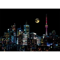Toronto city skyline scratch art with colorful neon lights and CN Tower illustration - Canada