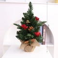Tabletop Christmas tree with red berries, pine cones and 45cm linen base decor - 45cm / Bell Red Berry Style