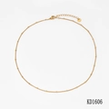 Golden stainless steel bead necklace with lobster clasp and extension chain - Gold Bead Chain Necklace (KD1606)