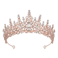 Elegant rose gold bridal crown featuring shimmering crystals and a center teardrop rhinestone - Rose Gold