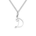 Simple silver stainless steel necklace with heart letter D pendant on a Cuban chain. - Letter D / Steel