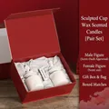 Wedding scented candle gift set with sculpture jars in a premium red festive box - Cocoa Liqueur + Ebony Wedding Edition
