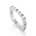 Anello in acciaio inossidabile argento con numeri romani e cristalli, design quadrato - Misura 7 / Stile con Pietra Numeri Romani Spazzolato Esterno Quadrato Interno Tondo (KR103548-GC) / Color Acciaio
