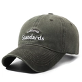 Olive green washed cotton baseball cap with Standards California embroidery - Adjustable / Army Green