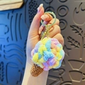 Handmade crochet colorful ice cream cone keychain with gold metal ring accessory - Assorted A