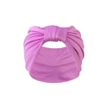 Pink bohemian wide elastic sports headband with a soft fabric bow design on white background - Pink Bow (10446)