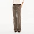 Pantalones de pana marrón para mujer con pernera recta y cinturón de cuero - XS / Gris Avena