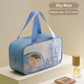 Sky blue large capacity toiletry bag featuring cartoon prints and 27x15x10cm dimensions - Medium / Azure Blue