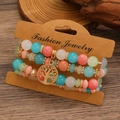 Ensemble de bracelets de perles bohèmes avec breloque arbre de vie coloris pastel - Style Pendentif Arbre de Vie (M-537) / Macaron Multicolore (M-537)