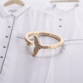 Bague ouverte élégante en cuivre doré avec détails en zircon et design queue de poisson - Bague Ouverte Queue de Poisson (D7215) / Doré