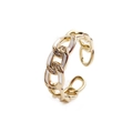 Anello a catena dorato con smalto bianco e zirconi incastonati, misura regolabile - Aperto Regolabile / Bianco