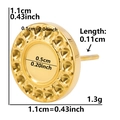 Detail view of 1.1cm gold stainless steel stud earring with precise dimension markings - Round Texture (D10-G-Gold)
