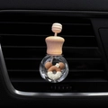 Cute Mickey and donut car vent perfume bottle in creamy milk tea color glass - Brown Donut Mickey / Air Vent Empty Bottle