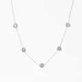 Polished silver stainless steel necklace with five sparkling heart pendants for women - Silver (PD1840)