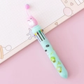 Creative 10-color ballpoint pen with blue mouse pendant for students and children - 1 Piece / Green Barrel