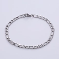 Classic silver Figaro chain bracelet in stainless steel with lobster clasp closure - 3:1 Figaro Link Chain / 3mm Width / 55cm Length