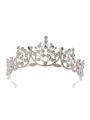 Dettaglio della tiara da sposa argento con cristalli scintillanti e motivo floreale - HG870 Base Argento Strass Bianco + Vetro Bianco