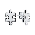 S925 Sterling Silber Puzzle Ohrstecker mit schwarzem Rand und polierter silberner Oberfläche - 925er Silber / Silber