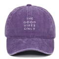 Vintage washed purple cotton baseball cap with The Good Vibes Only white embroidery - Purple