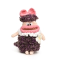 Handgefertigte Häkel-Schultertasche für Kinder in Violett und Rosa mit Blütendetail - Lila Elf