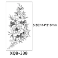 Floral tattoo sticker XQB-338 featuring black and white line art peony and leaf designs - Peony and Rose Plants (XQB-338)